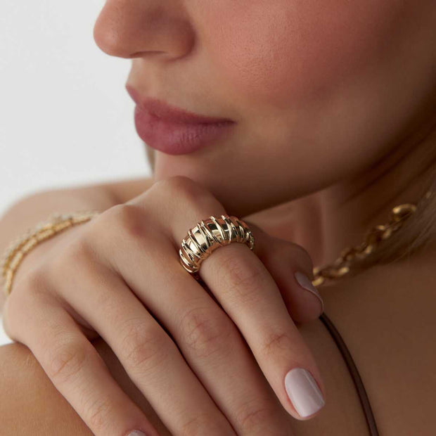 14k Gold Croissant Ring - Solid 14k Gold Ring