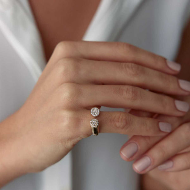 Tipped Stone Embrace Ring - Solid 14k Gold Ring