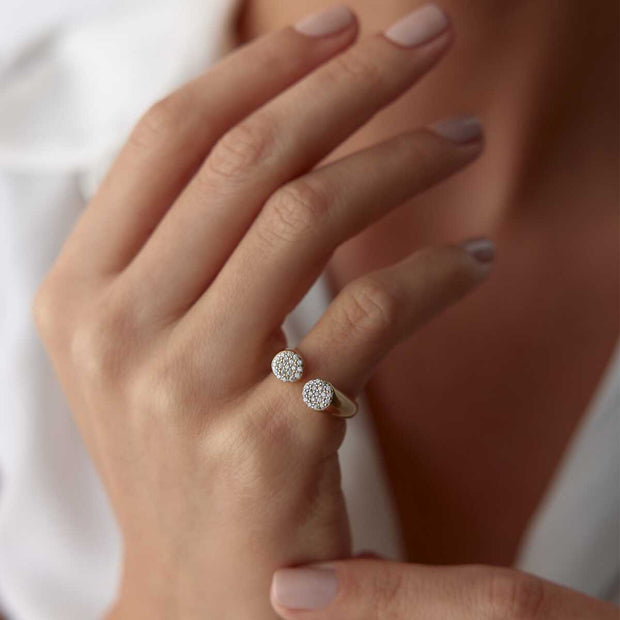 Tipped Stone Embrace Ring - Solid 14k Gold Ring