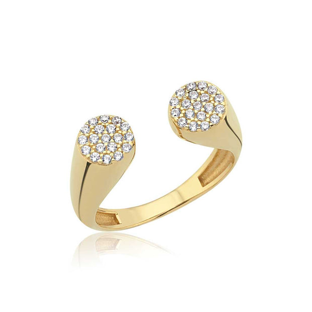 Tipped Stone Embrace Ring - Solid 14k Gold Ring