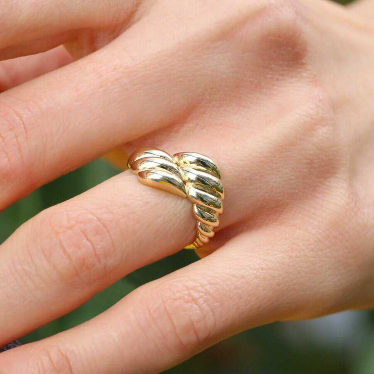 14k Gold Croissant Ring - Solid 14k Gold Ring
