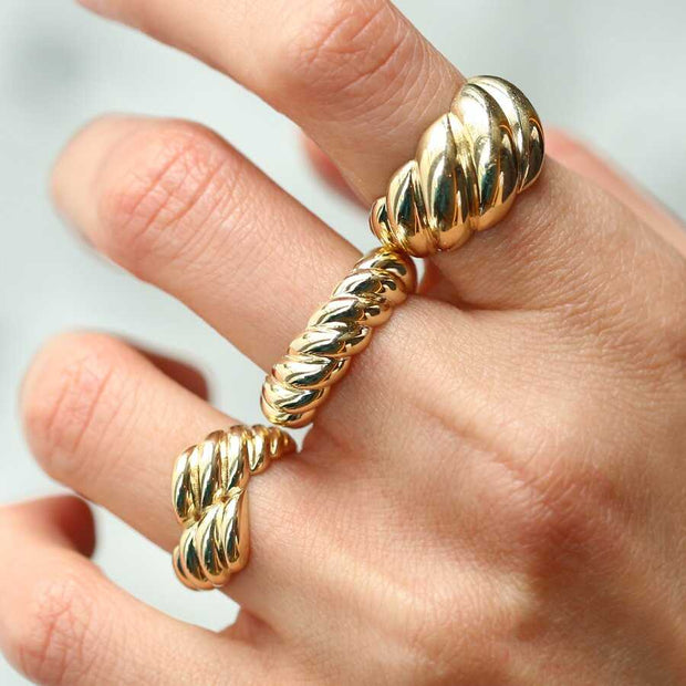 14k Gold Croissant Ring - Solid 14k Gold Ring