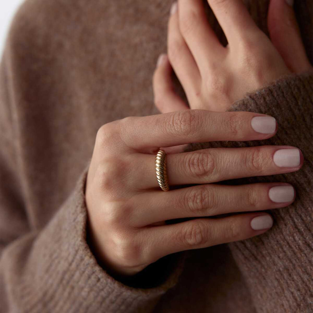 14k Gold Croissant Ring - Solid 14k Gold Ring