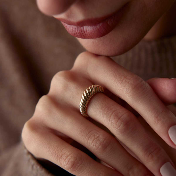 14k Gold Croissant Ring - Solid 14k Gold Ring