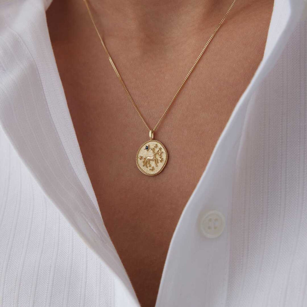 14k Gold Sagittarius Necklace - Solid 14k Gold Necklace