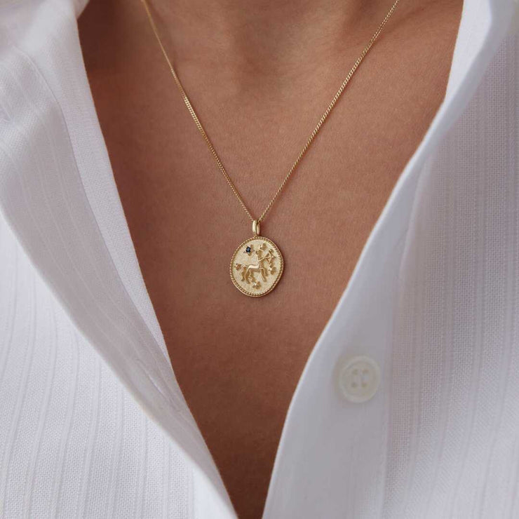 14k Gold Sagittarius Necklace - Solid 14k Gold Necklace