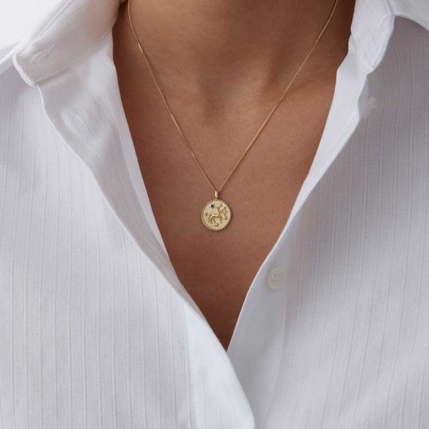 14k Gold Sagittarius Necklace - Solid 14k Gold Necklace