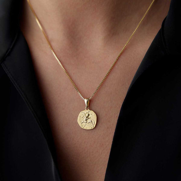 14k Gold Sagittarius Necklace - Solid 14k Gold Necklace