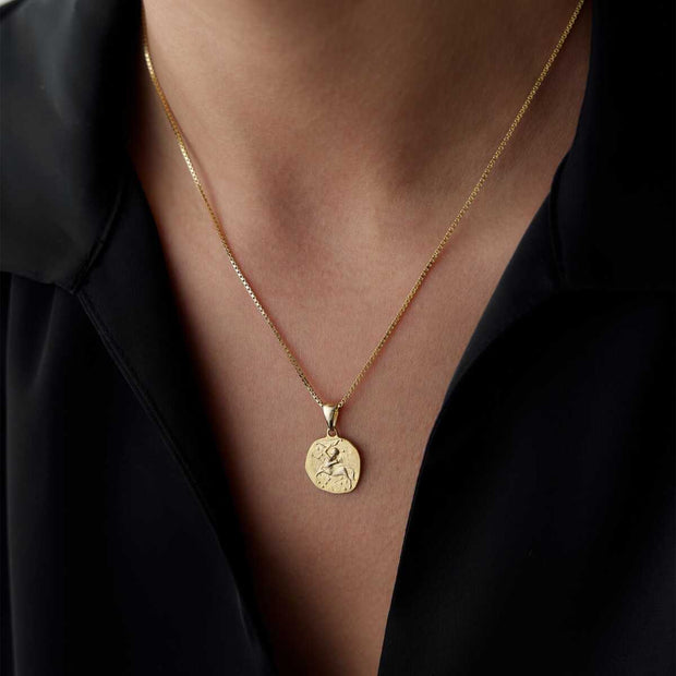 14k Gold Sagittarius Necklace - Solid 14k Gold Necklace