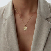 14k Gold Cancer Zodiac Necklace - Solid 14k Gold Necklace