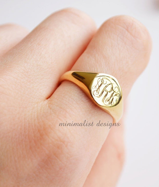 Custom Made Monogram Signet Ring-Minimalist Designs