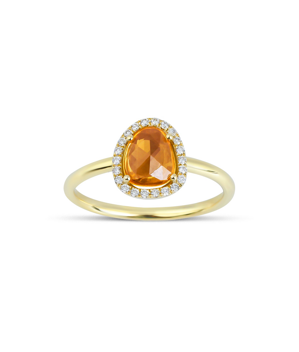 Yellow Sapphire Diamond Design Ring