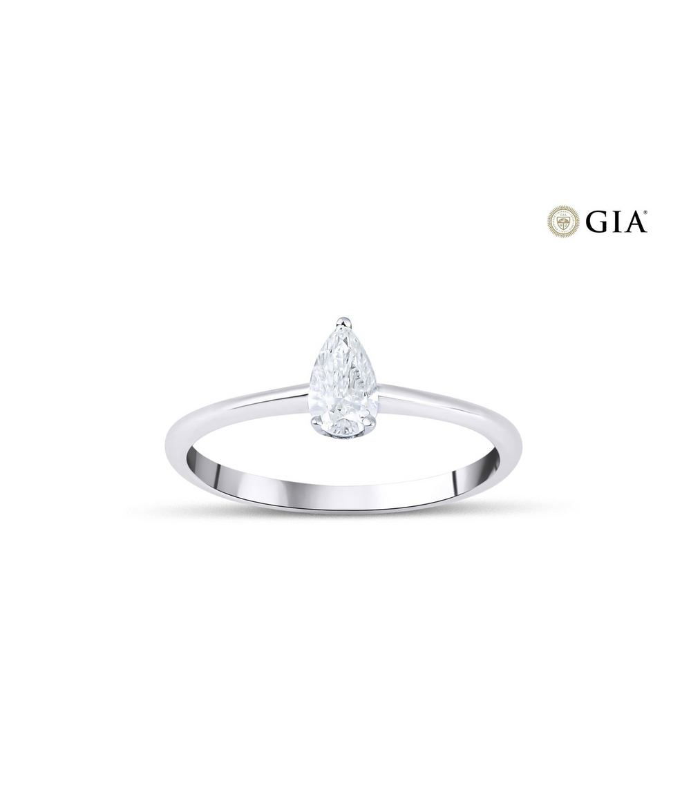 Pear Cut GIA Certified Solitaire Diamond Ring