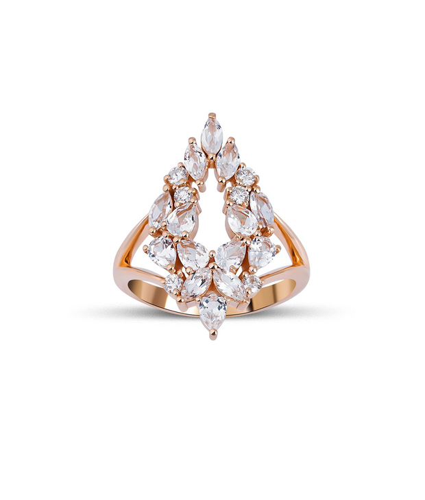 White Sapphire and Diamond Design Ring