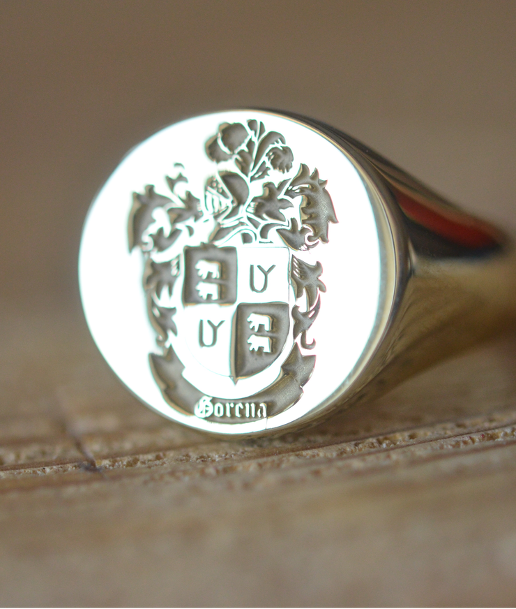 Custom Made Family Crest Ring - Gorena Crest - Any Crest-Minimalist Designs