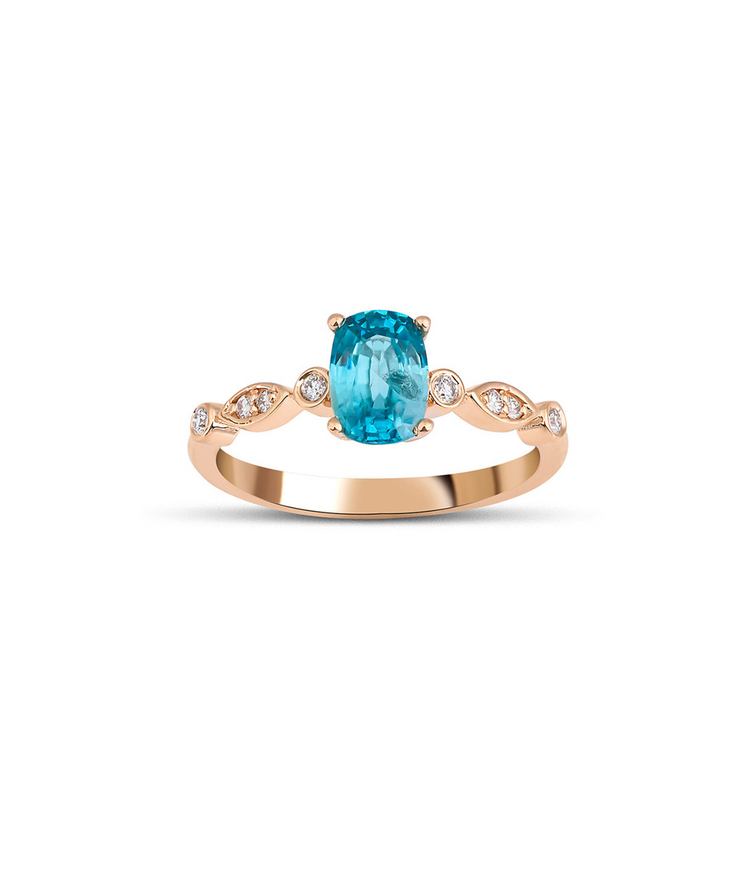 Topaz Oval Cut Diamond Design Ring