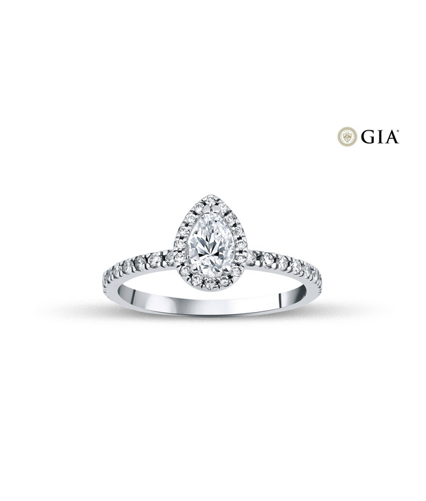 Pear Cut GIA Certified Solitaire Diamond Ring