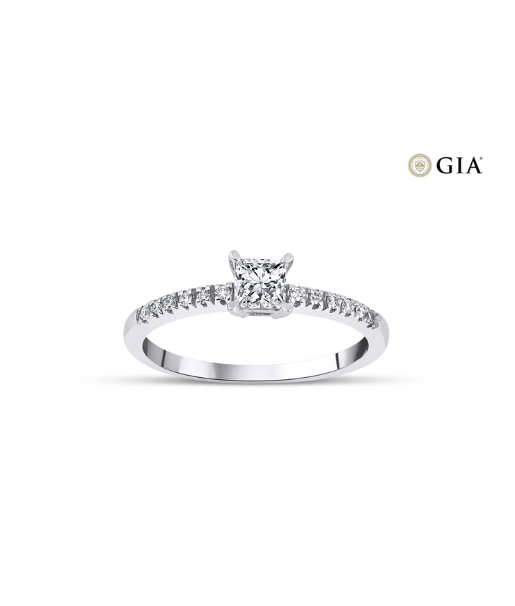 Princess Cut GIA Certified Solitaire Diamond Ring