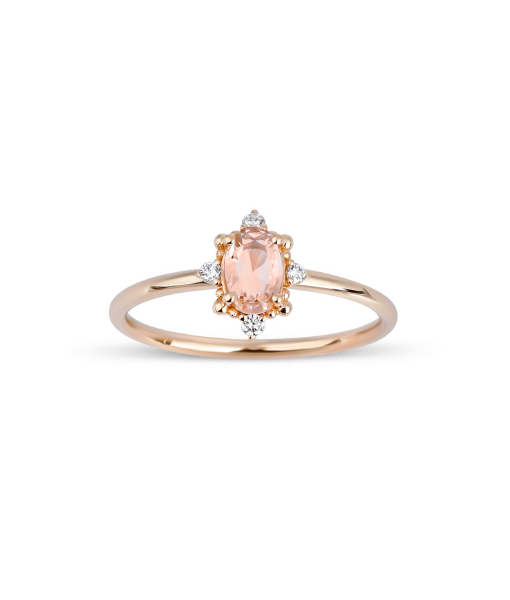 Oval Morganite Diamond Design Ring