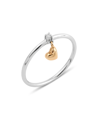 Diamond Heart Charm Ring