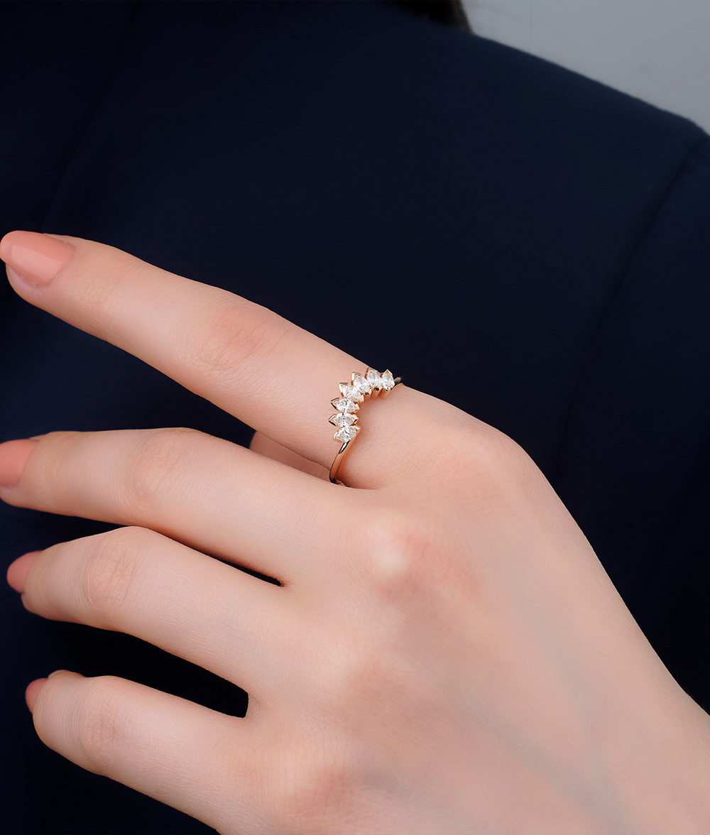 Marquise Cut Diamond Half Turret Ring