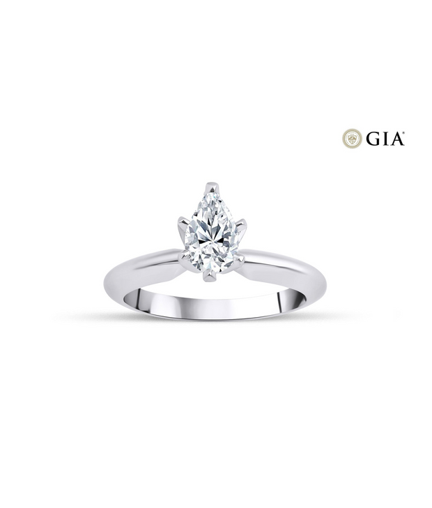 Pear Cut GIA Certified Solitaire Diamond Ring