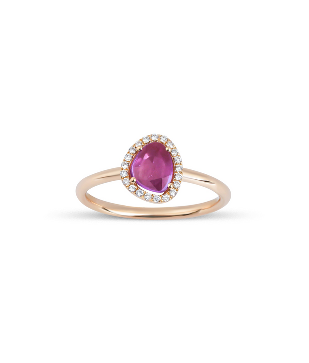 Pink Sapphire Diamond Design Ring