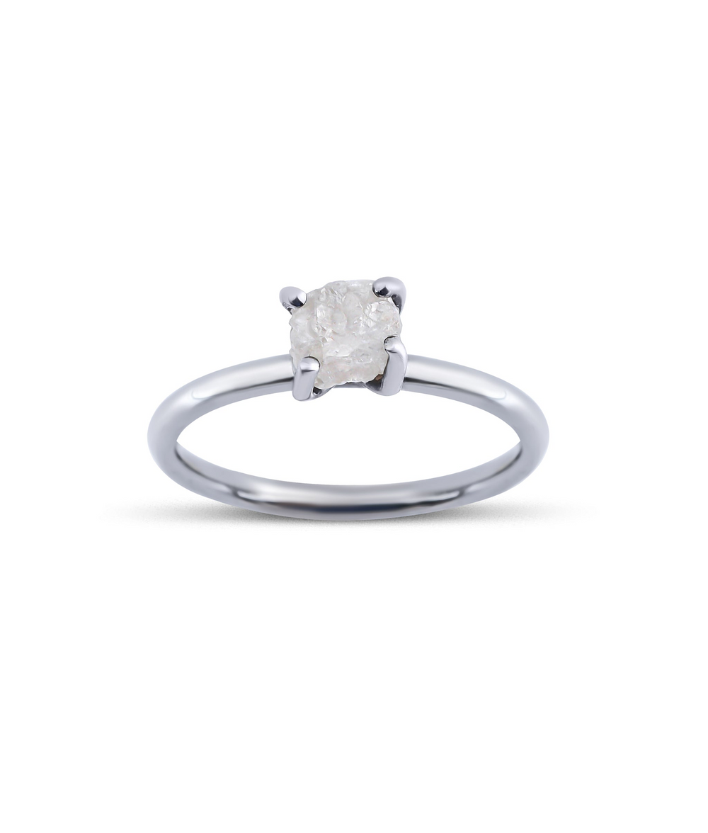 Raw Diamond Solitaire Ring