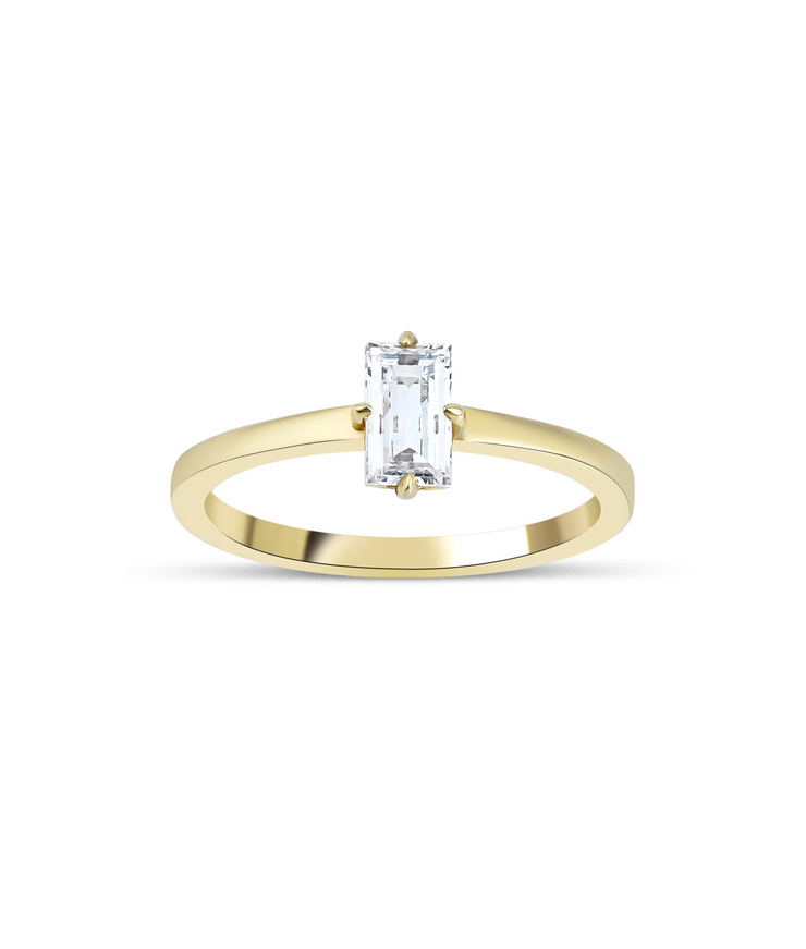 Baguette Cut Solitaire Diamond Ring