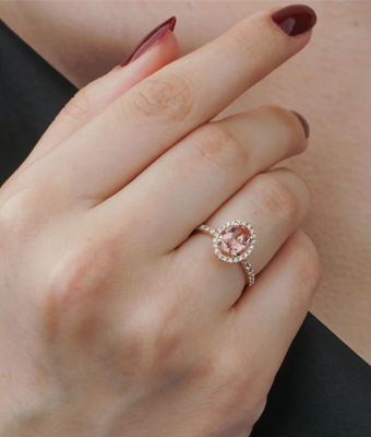 Oval Pink Sapphire Diamond Ring