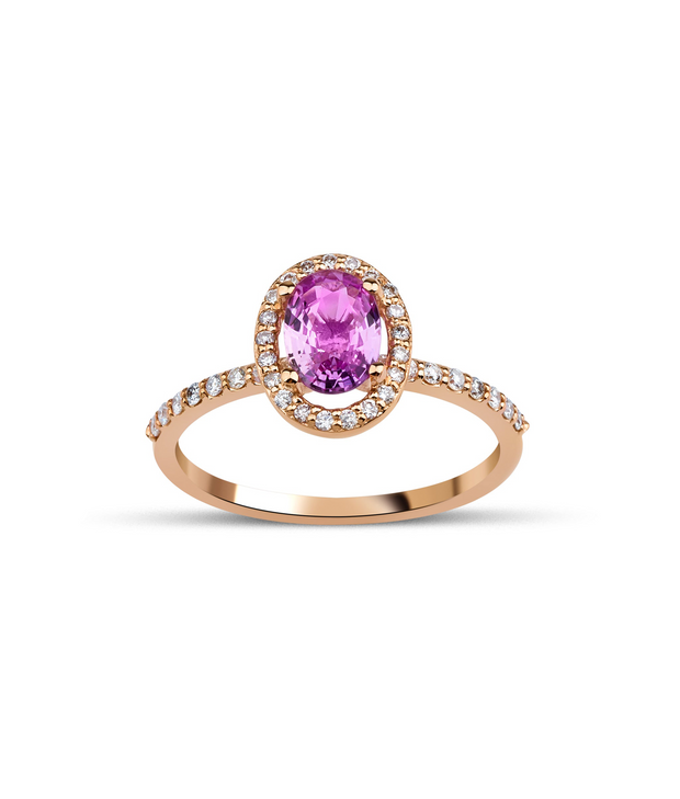 Pink Sapphire Diamond Ring