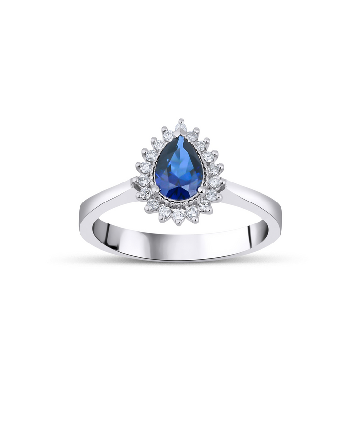 Pear Cut Sapphire Diamond Ring