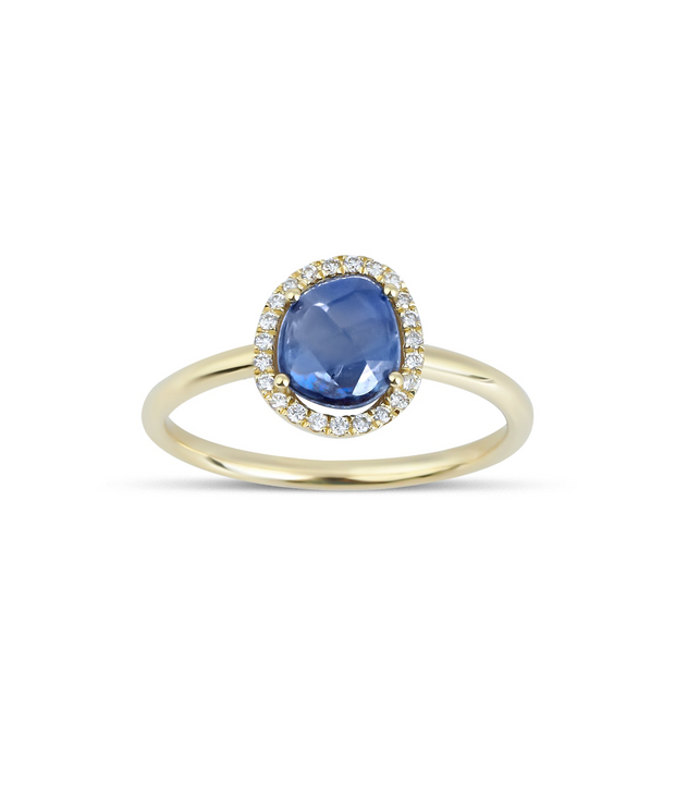 Blue Sapphire Diamond Design Ring