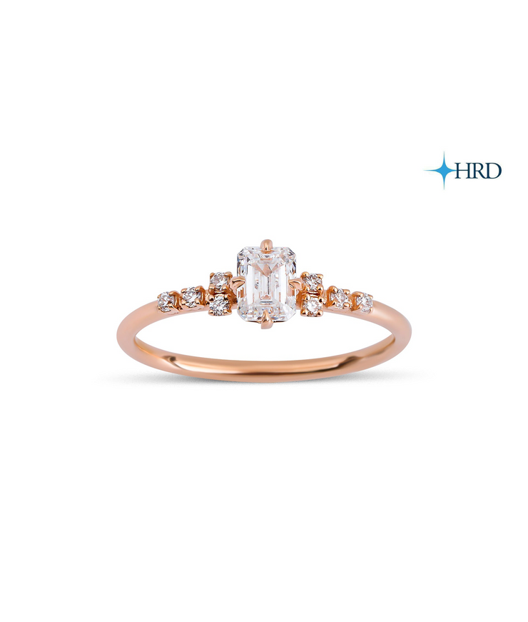 Emerald Cut HRD Certified Solitaire Diamond Ring
