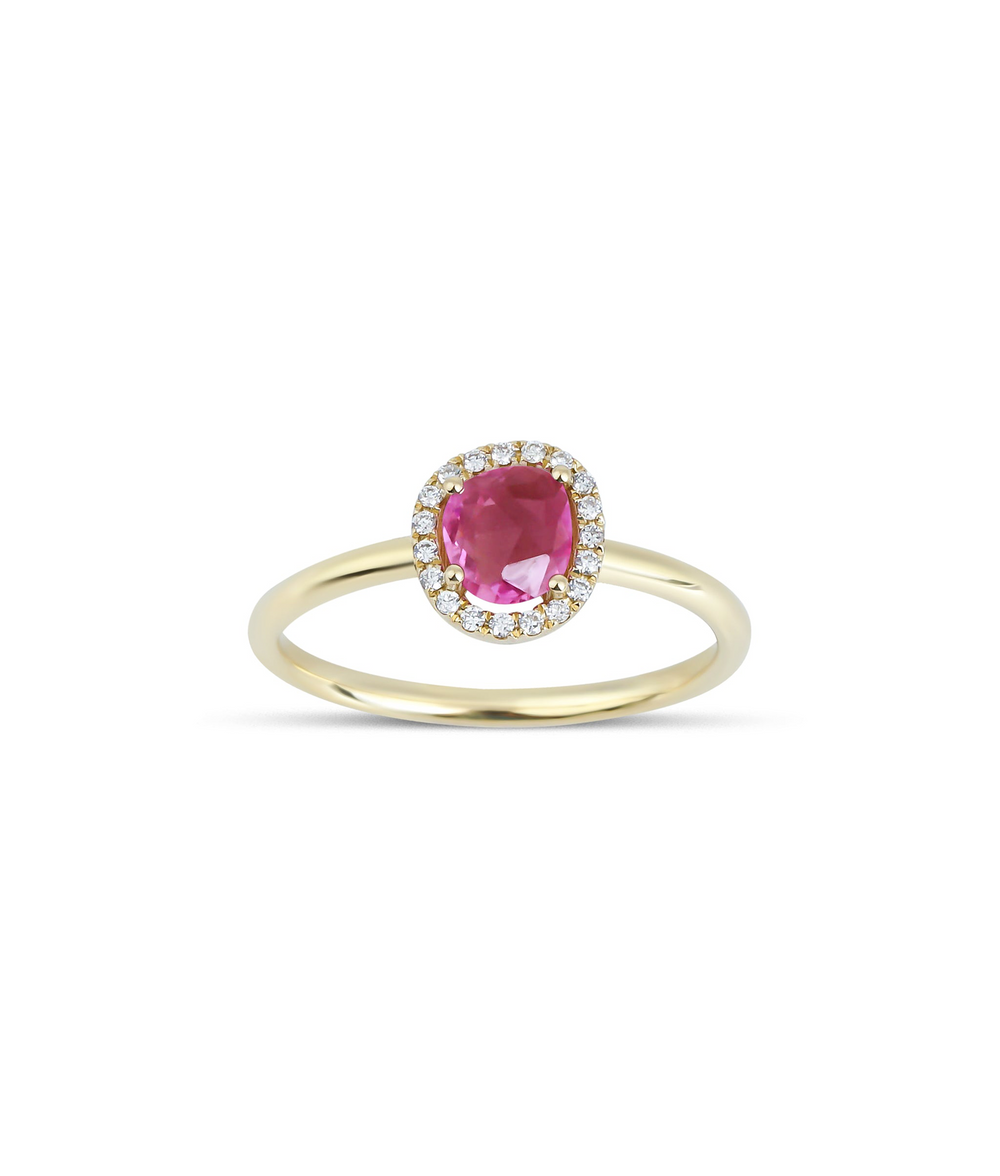 Pink Sapphire Diamond Design Ring