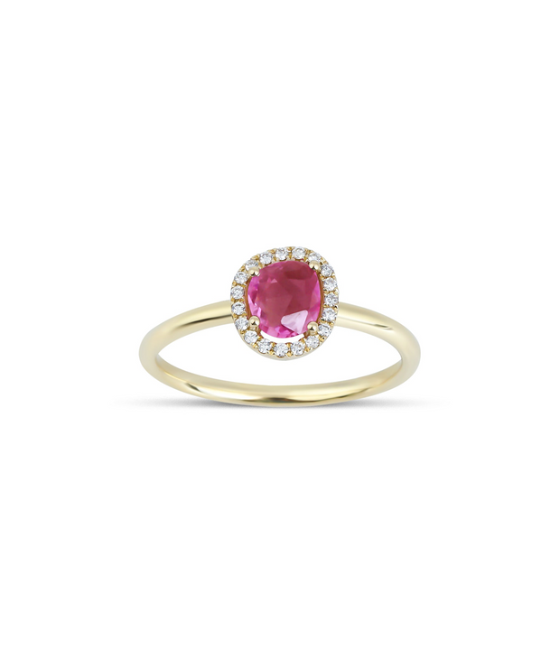 Pink Sapphire Diamond Design Ring