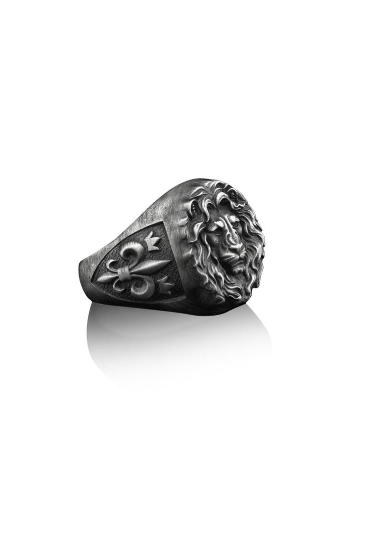 Sterling Silver Men's Lion Ring