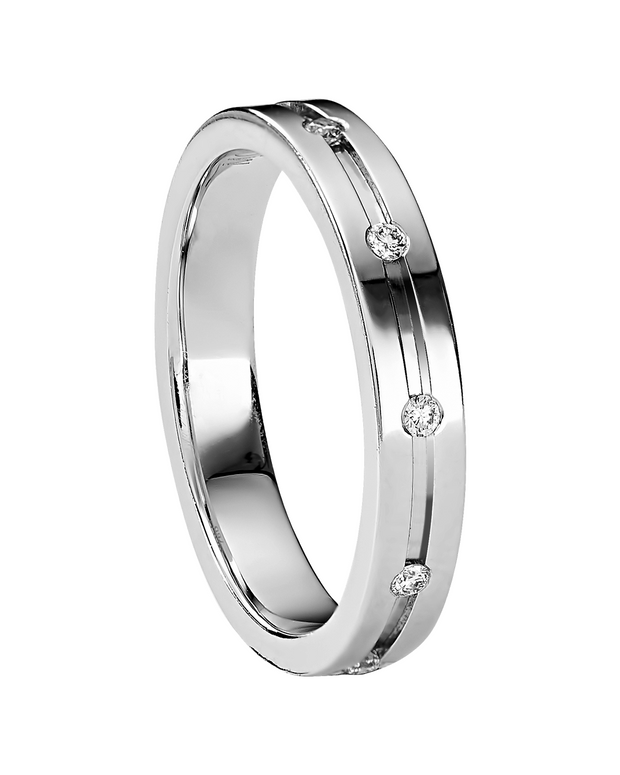 White Gold Wedding Band with Diamonds