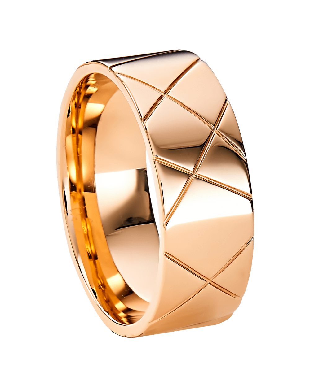 Solid Gold Geometric Pattern Wedding Band