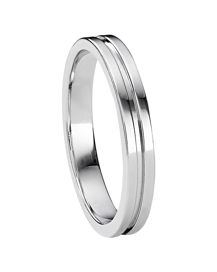 Double  Channel 5 mm Wedding Band in Solid Gold