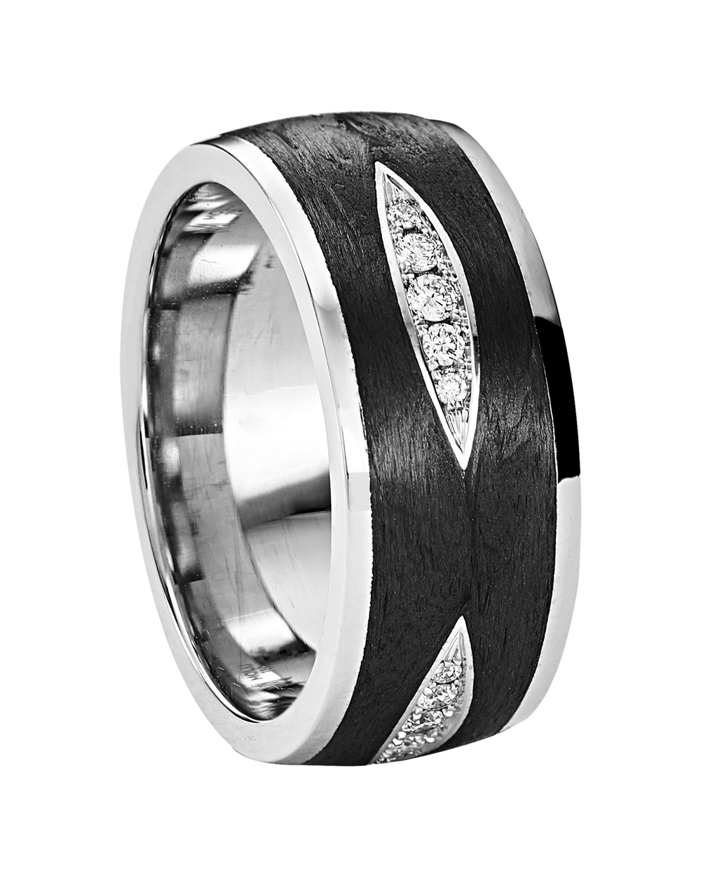 Wedding Band with Diamonds and Carbon