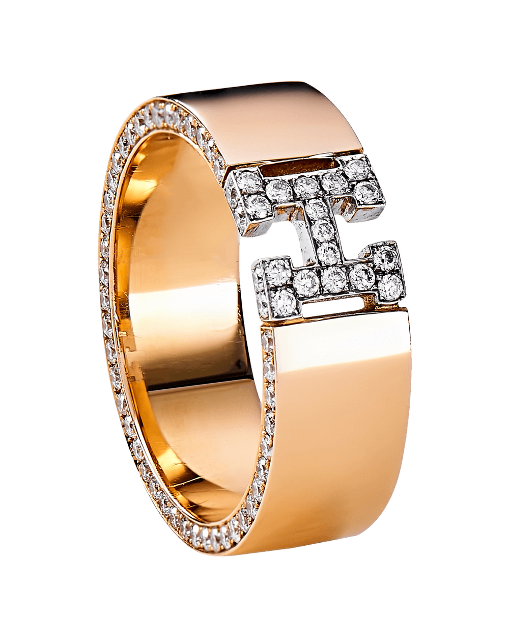 Solid Gold Wedding Band with Diamonds
