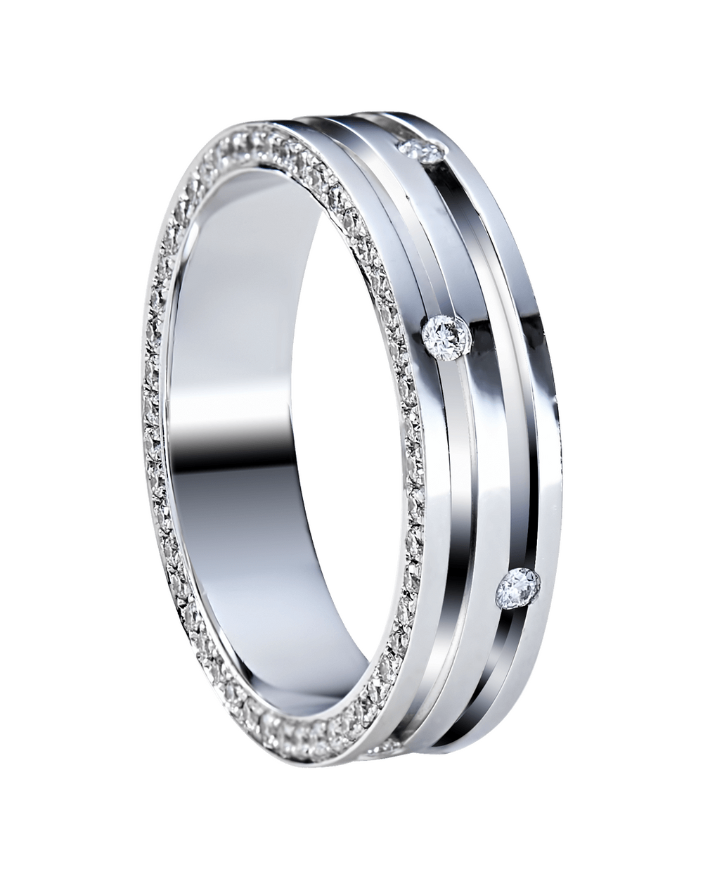 Black Carbon  7mm Wedding Band in Solid Gold