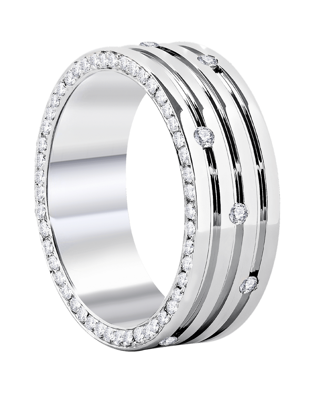 Wedding Band with Diamonds 9mm