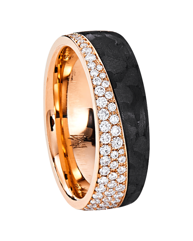 Wedding Band with Diamonds and Carbon