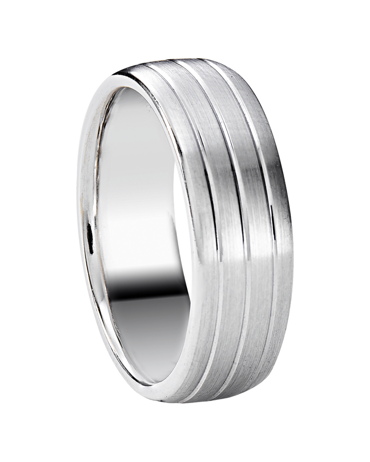 Triple Streamline Wedding Band in Solid Gold