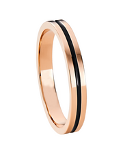 Single Channel 5mm Wedding Band in Solid Gold and Black Enamel