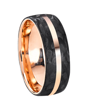 Black Carbon  7mm Wedding Band in Solid Gold