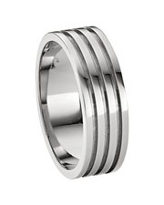 Triple Channel Wedding Band in Solid Gold