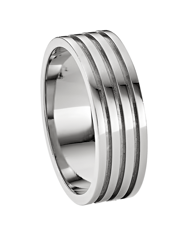 Triple Channel Wedding Band in Solid Gold